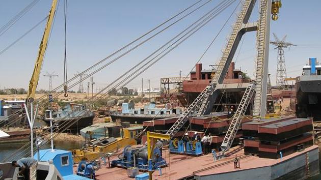 A Lake Nasser Shear-Leg Floating Crane